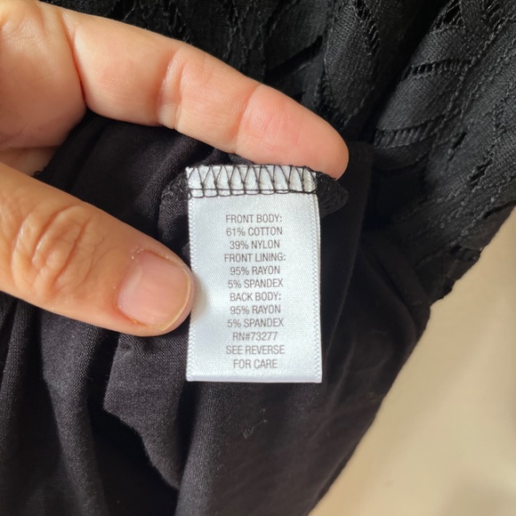 Croft n Barrow Sz XL Black Pullover Blouse Stretch Lined Lace Long Sleeve - Picture 7 of 7